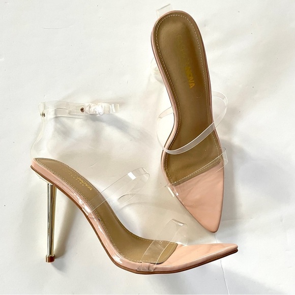 Clear Strap Pointed Open Toe High Heels - Picture 2 of 11